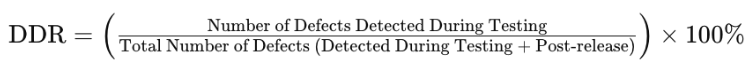 Formula of Defect detection rate (DDR) - QA testing metrics